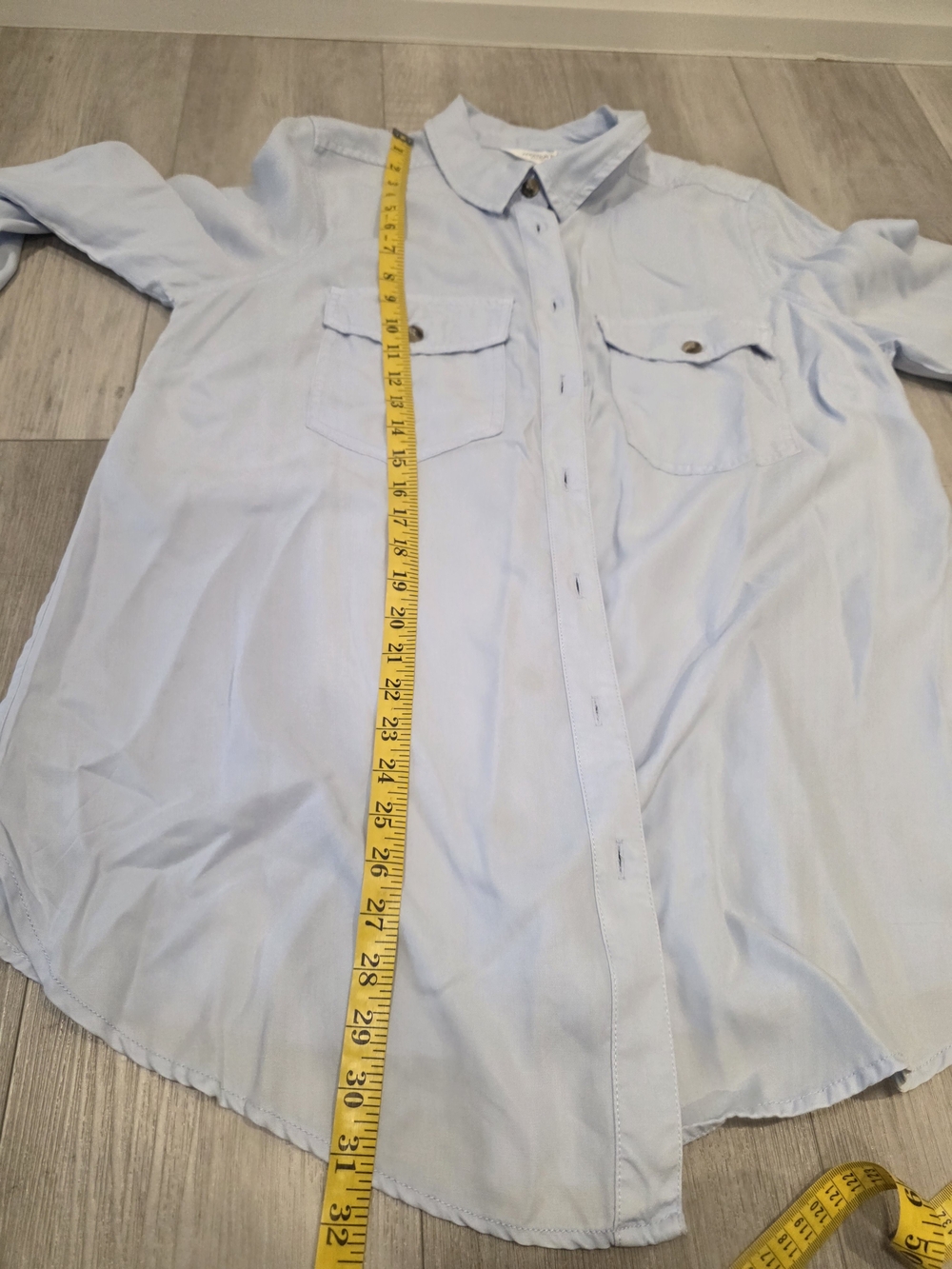 NWT Addition Elle Light Blue Lyocell Button Front Utility Shirt Size XT - Picture 12 of 13